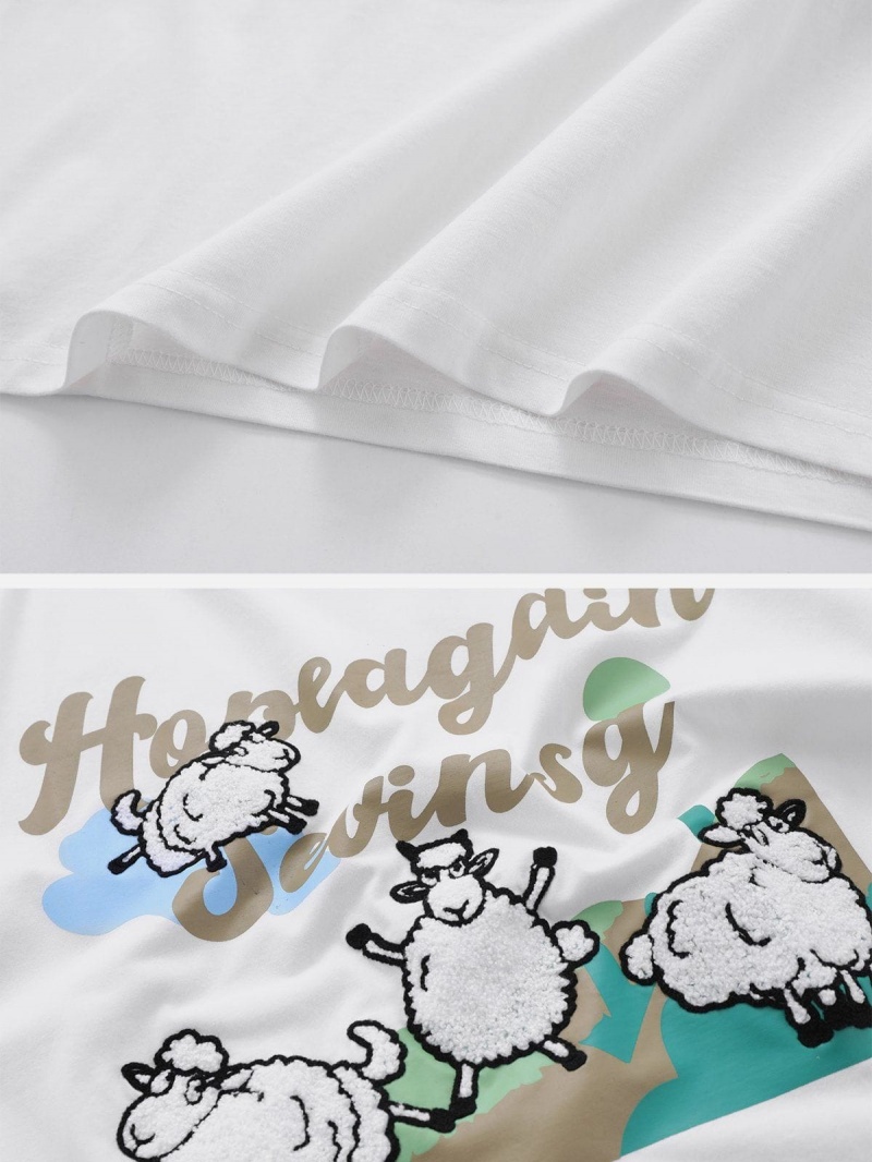 Blanche  T Shirts Aelfric Eden Lamb Play Towel Embroidery Tee - KZD-9008689